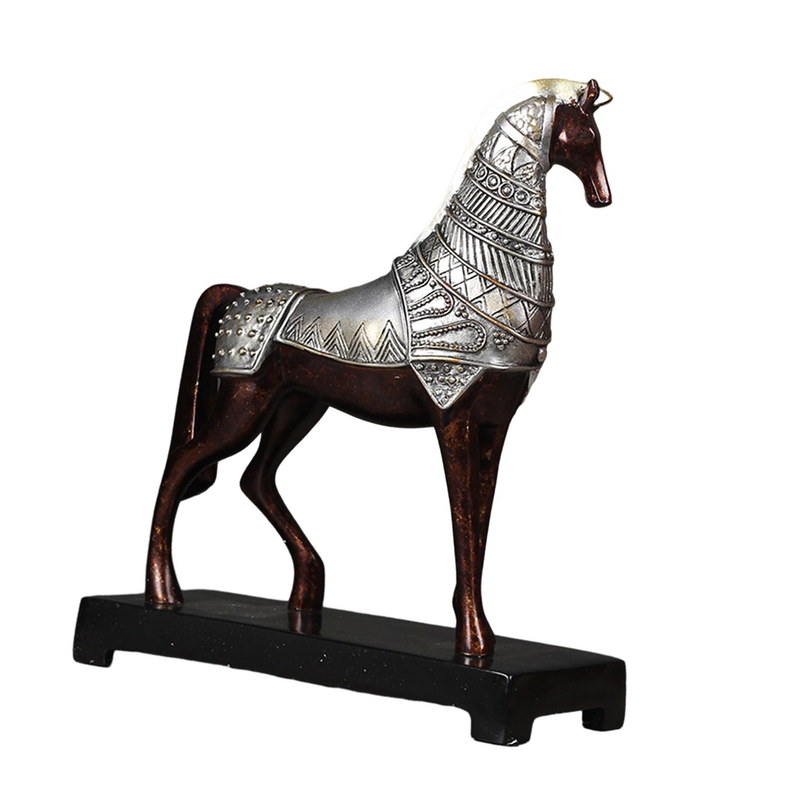 

War Horse Standing Statue Resin Table Decoration Horses Figure Handmade Crafts Collectible Sculpture for Libraries Lightweight