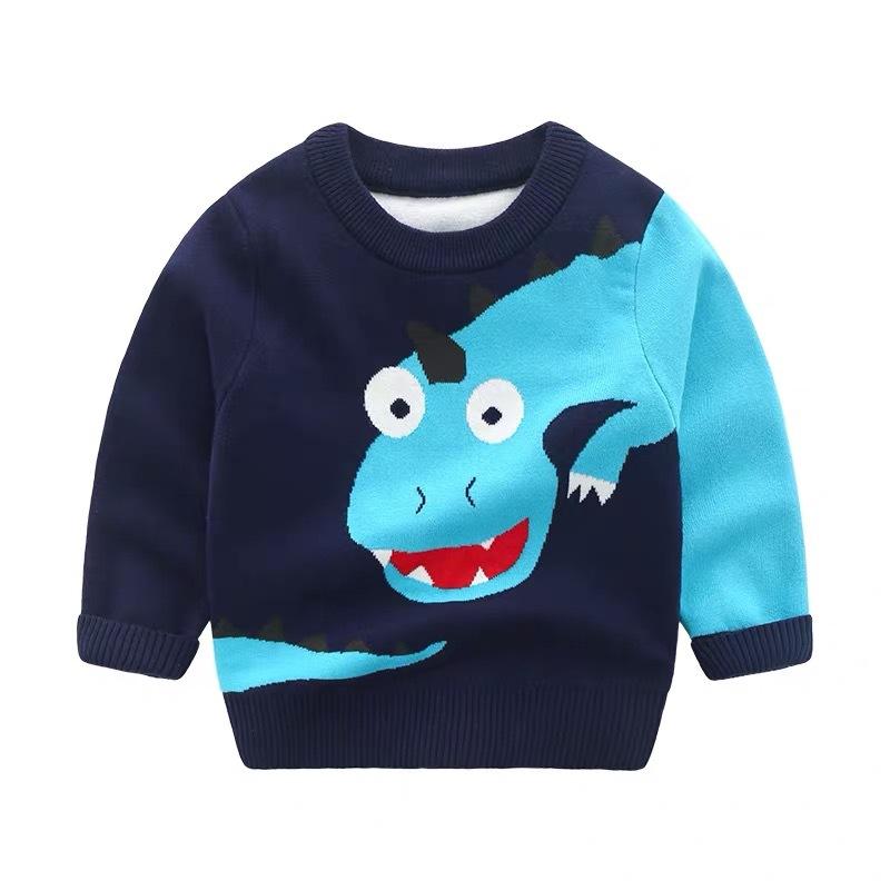 Boys Cartoon Knit Sweater Long Sleeve Pullover Soft Warm Casual Fashion Top Clothing for Toddler and Kids