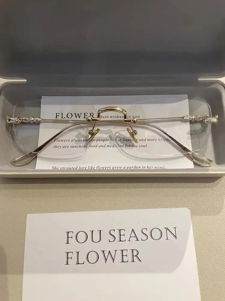 Прозрачные прямоугольные очки без оправы, женские очки Harajuku, блокирующие очки, без оправы, анти-синий цвет, оптические очки золотой