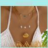 Summer Beach Vacation Jewelry Multilayer Stainless Steel Crab Shell Turtle Pendant Necklace For Women