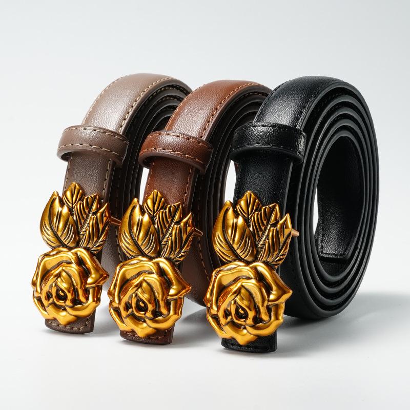New Belt Women'S Dress Smooth Buckle Belt Decorative Skirt Versatile Women'S Thin Belt