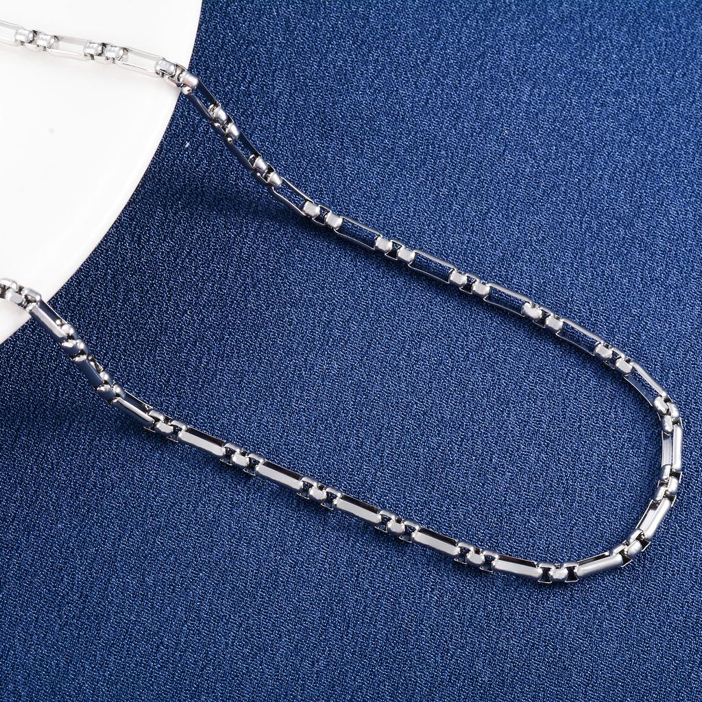 Stainless Steel Necklace Long Square Box Chain for Women Men Metal Neck Jewelry Gift Hip Hop Punk Boy Silver Collar Choker