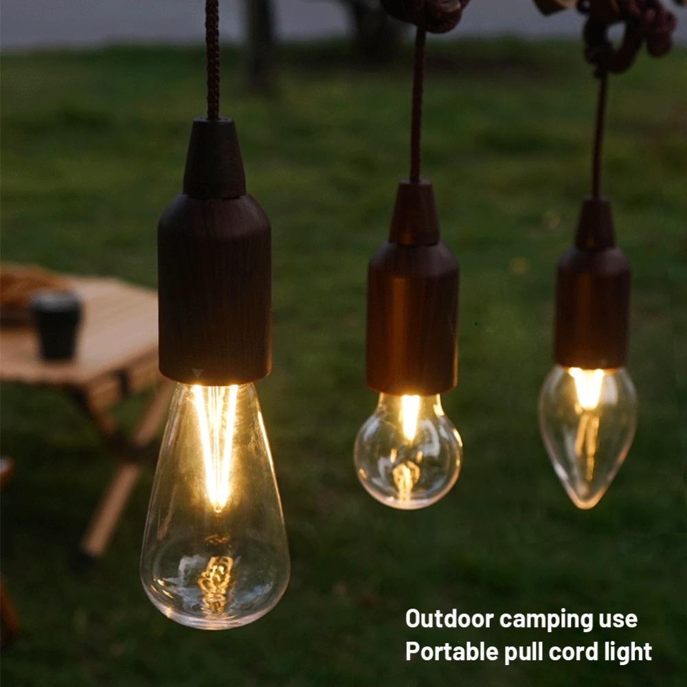 Brown Pull Cord Light Bulb Portable Pull String Hanging Bulb Durable LED Pull Hang Bulb  Camping