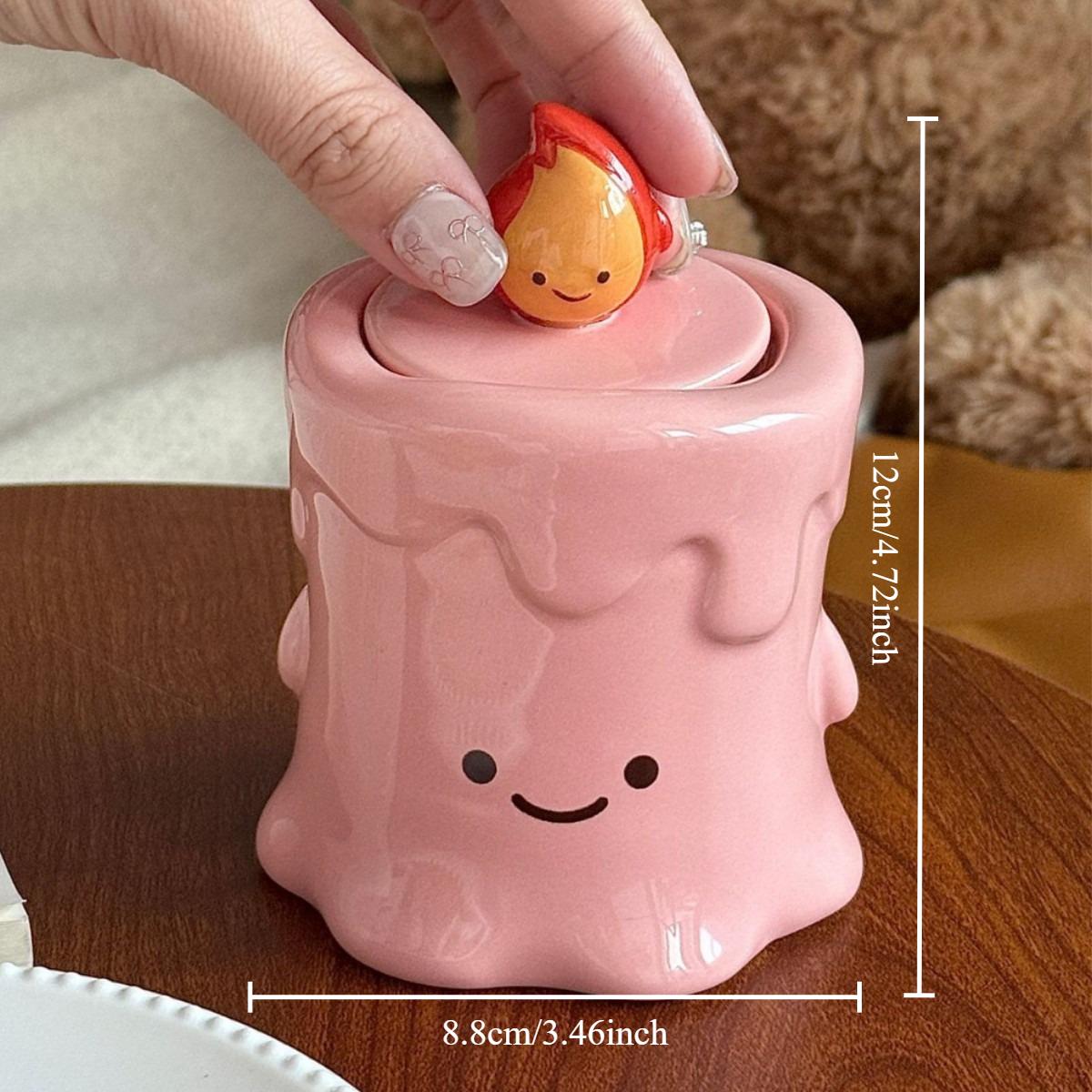 

Toothpick Storage Jar Cartoon Little Fire Person Creative Ceramic Living Room High Aesthetic Decoration Gift and Ornament розовый