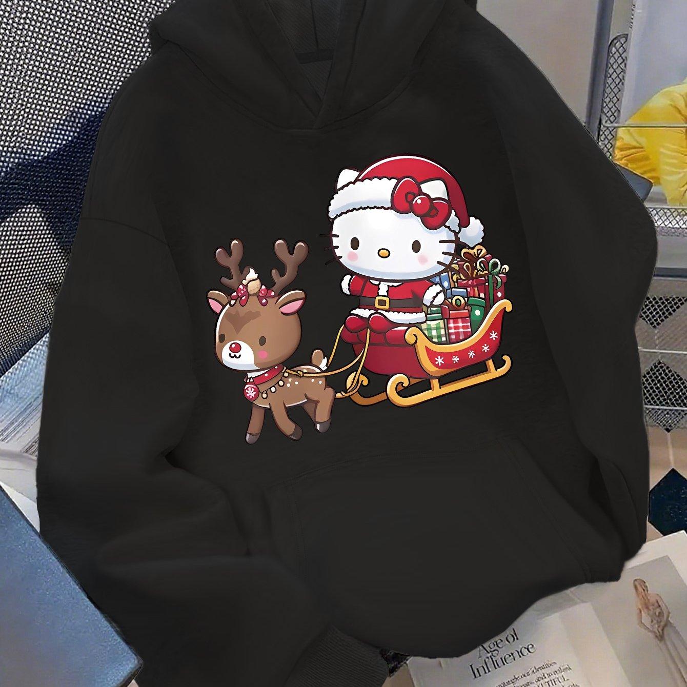 Hello Kitty Christmas Unisex Women Hoodie Autumn Winter Casual Unisex Sweatshirt Clothing Hoody Oversized Streetwear L