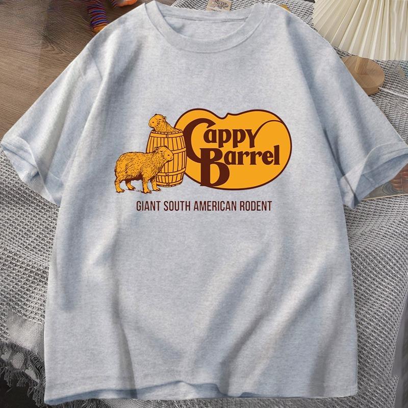 Cappy Barrel Capybara Tshirt Unisex Summer Cotton Short Sleeve Casual Graphic Tee Shirt Women Clothes Streetwear 90s T Shirts Top