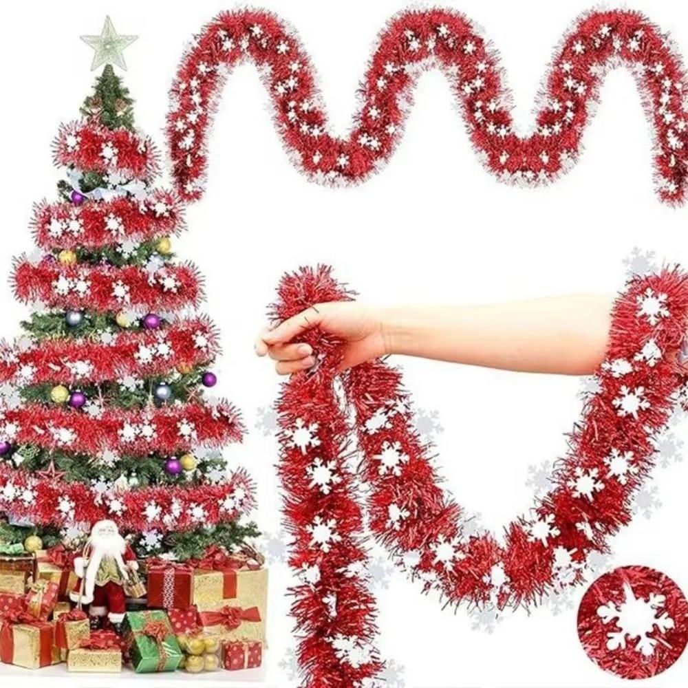 Metallic Christmas Snowflake Tinsel Garland for Christmas Tree Decoration