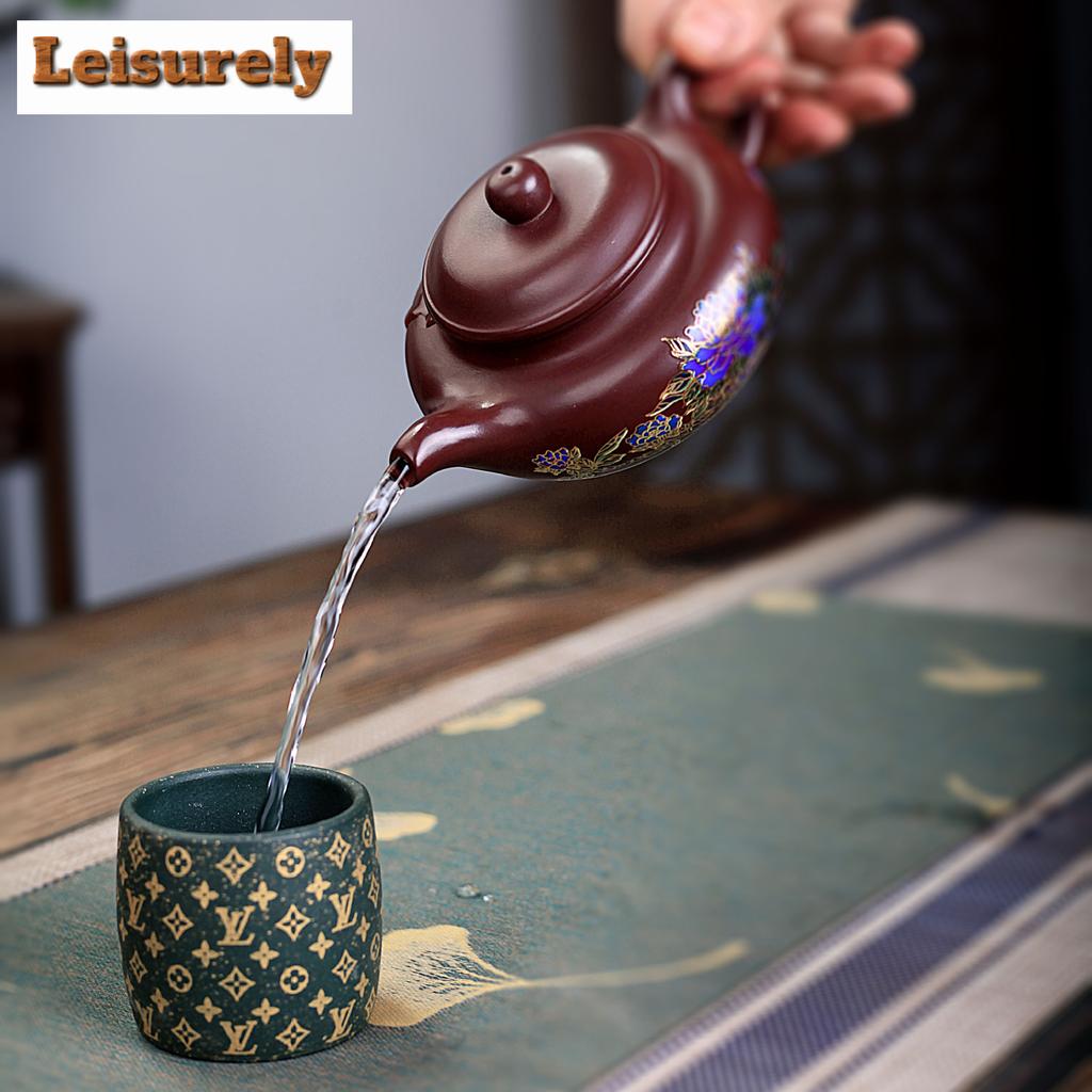 260ml High-end Yixing Purple Clay Peony Teapots Kettle Famous Handmade Small Capacity Tea Pot Chinese Raw Ore Zisha Tea Set Gift