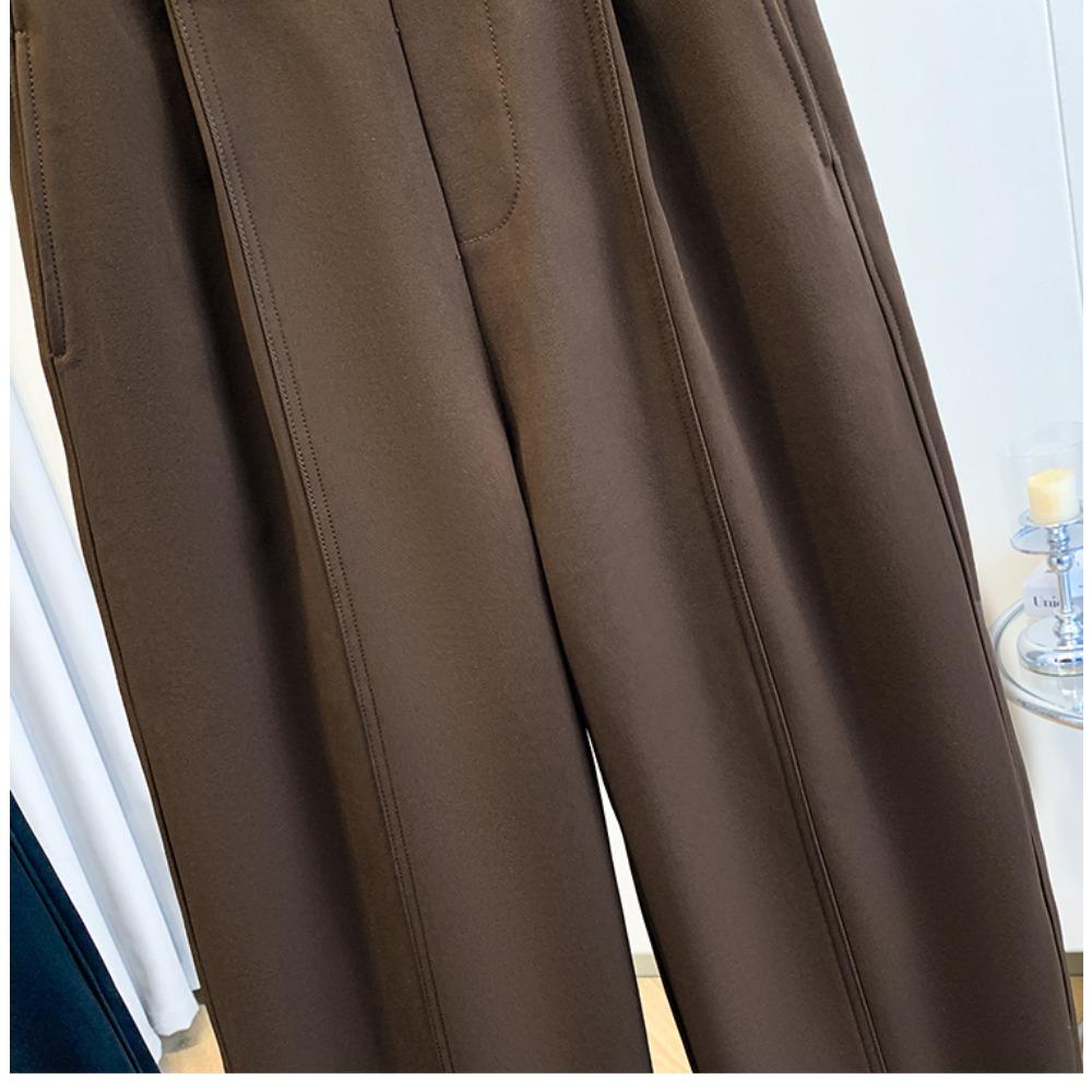 DIMANAF 2025 Autumn Winter Women Plus Size Pants Bottoms Thick Flocking Casual Lady Long Pants Oversized Loose