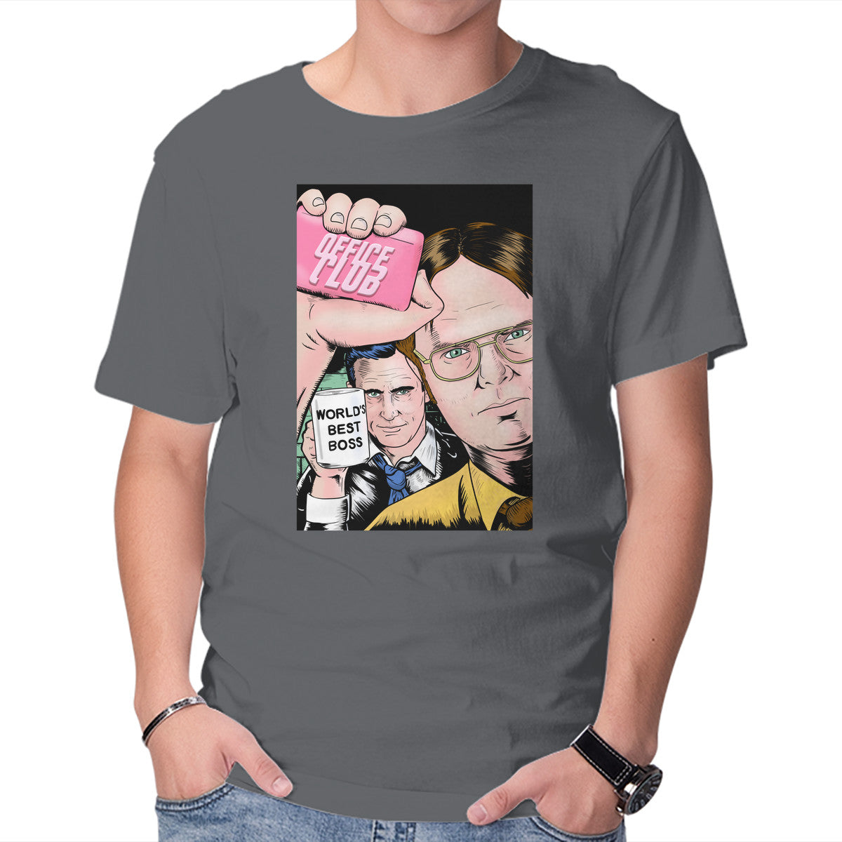 Unisex Crew Neck T-Shirt Office Club Graphic Short Sleeve Casual Tee L