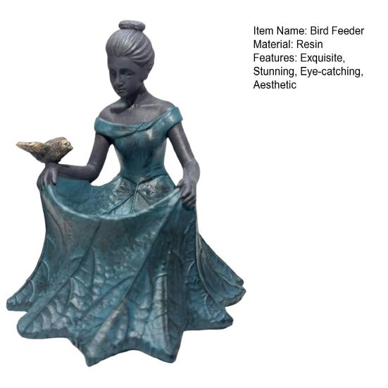 Fairy Garden Statue Bird Feeder And Bird Bath Resin Outdoor Decorative Girl Sculpture for Garden Lawn Patio Yard Decor