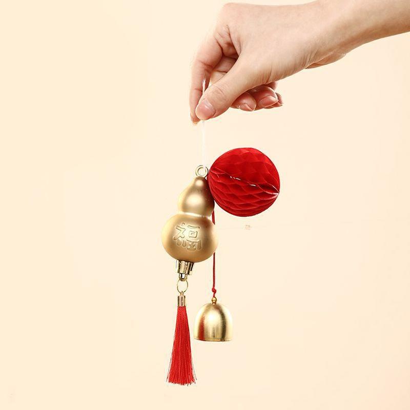 

14cm Decorative Pendant New Year Gourd Design Cute Bell Design Scene Setting DIY Accessories Gift of Blessing Multi-Color
