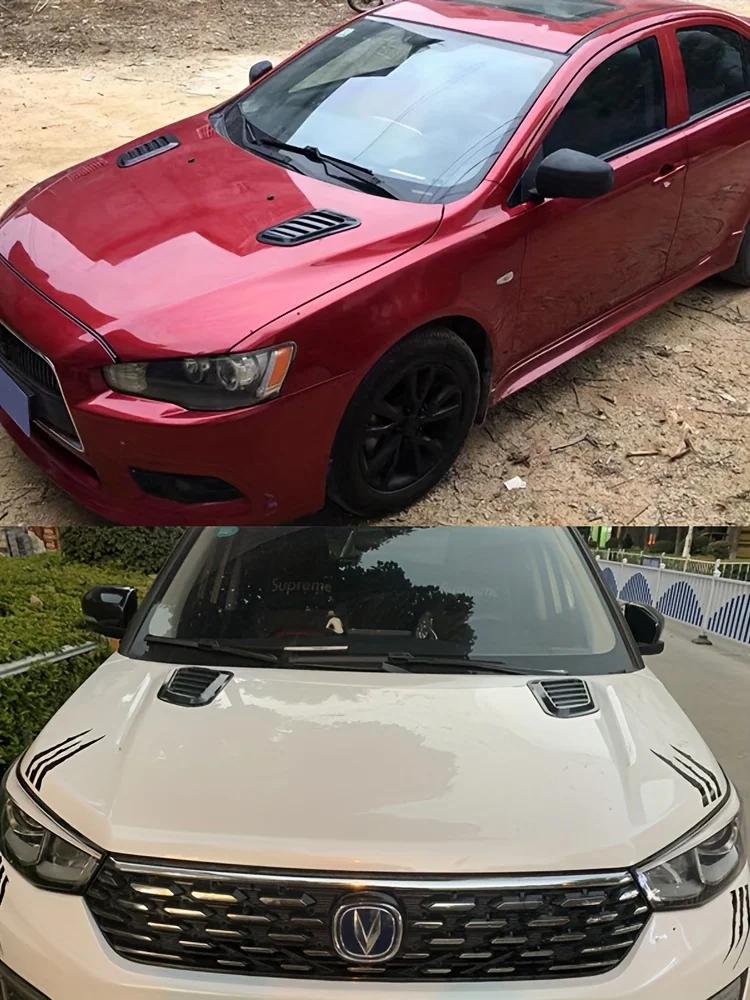 2Pcs Universal Car Vent Side Vent Hood Air Outlet Decorative Vents Carbon Fiber False Vent Hood Decal Auto Decorative Sticker