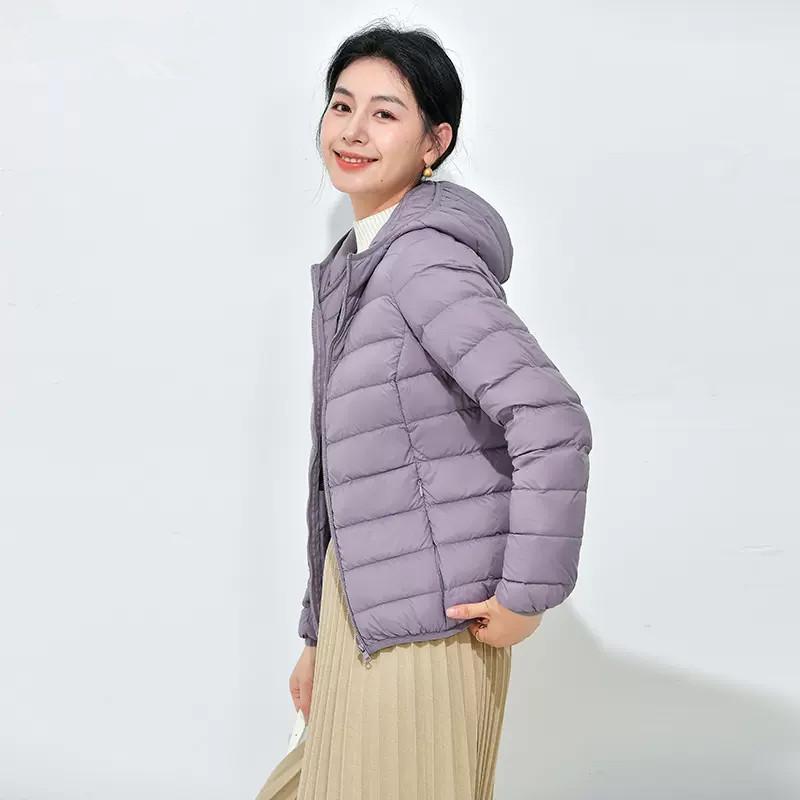 Winter light and thin casual hooded down jacket women's simple short fashion women