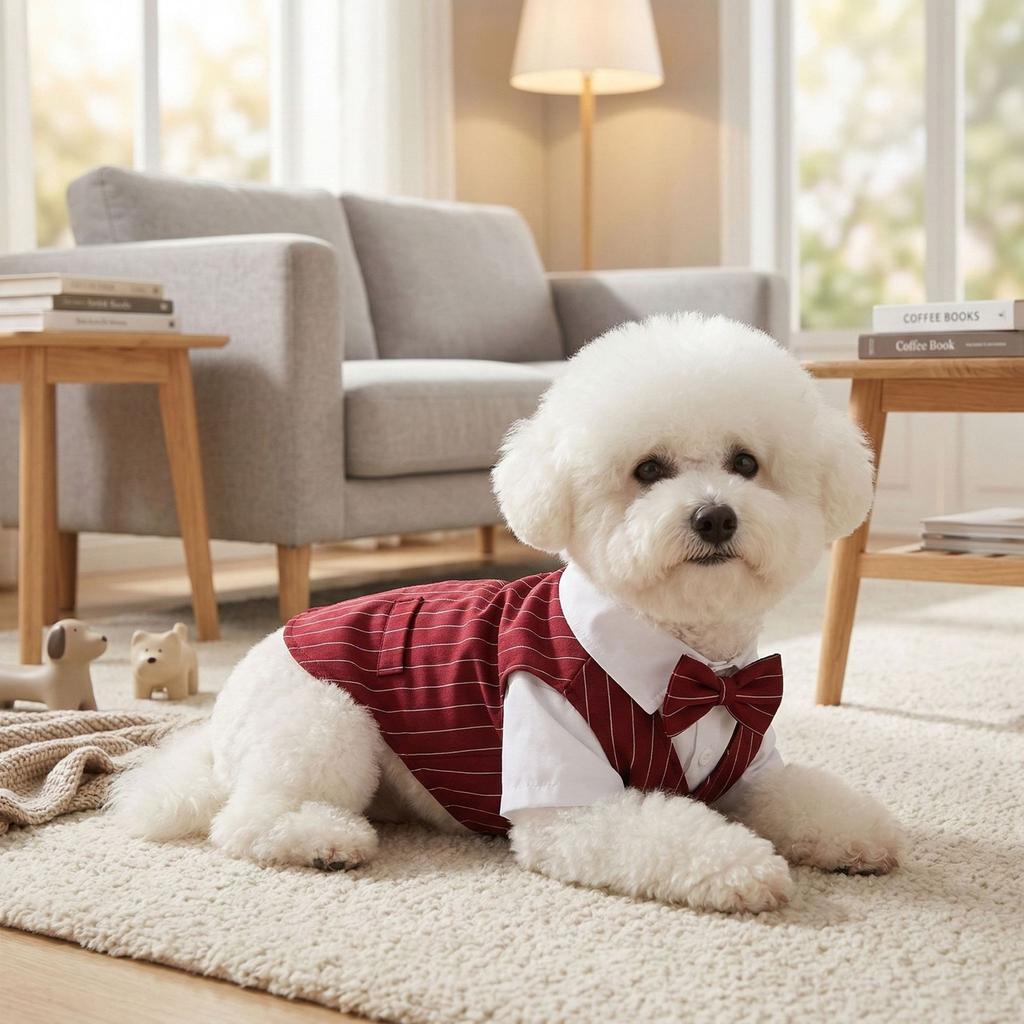 Perro Mascota Oso de Peluche Perro Pequeño Gato Primavera y Verano Ropa para Perros Traje Delgado Camisa Traje Vestido de Boda