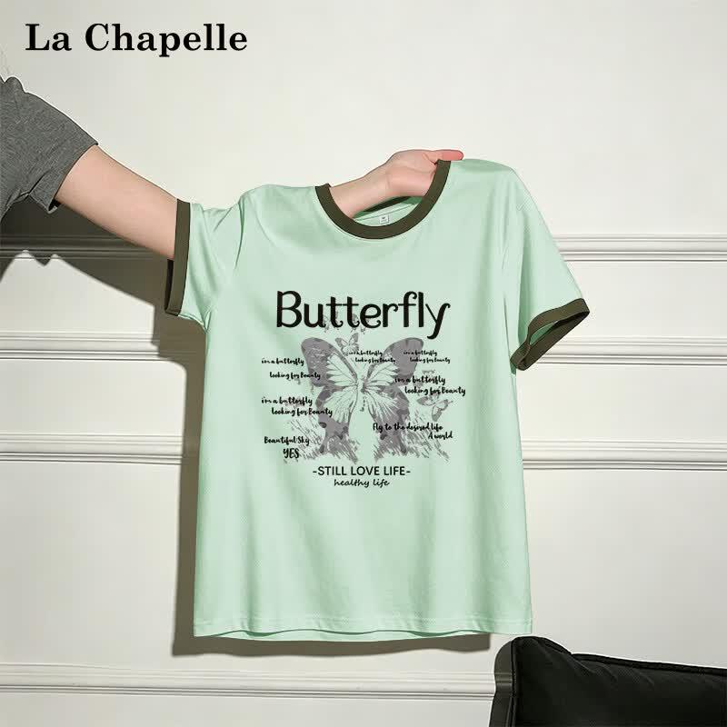 La Chapelle Women s Summer 2026 Cotton Color Block Butterfly T-Shirt XL