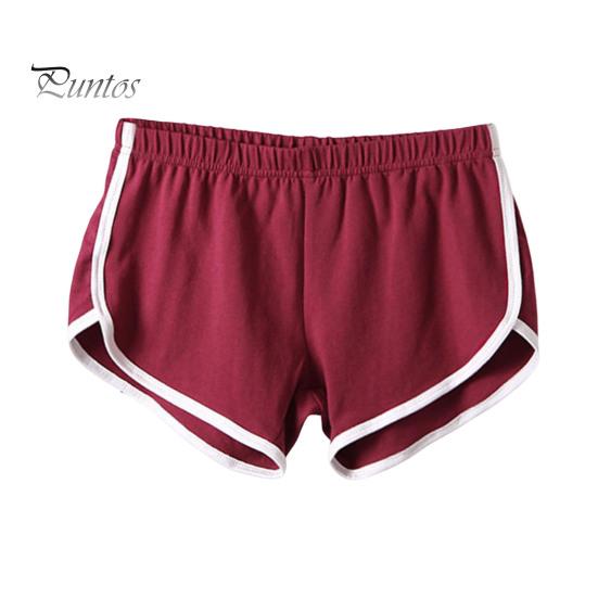 

Женские спортивные шорты с эластичной талией, мини-шорты для йоги, однотонные суперкороткие брюки, легкие пляжные брюки, спортивные шорты M вино красного