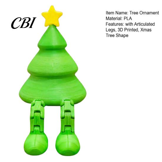 Festive Tree Decoration Christmas Figurine with Articulated Legs, 3D Printed Xmas Smooth Edge Ornament Statue, Mini Desk for Home Office Shelf