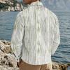 Men's Long Sleeve Linen Shirt Turn-Down Collar Shirt  Fit  Shirt