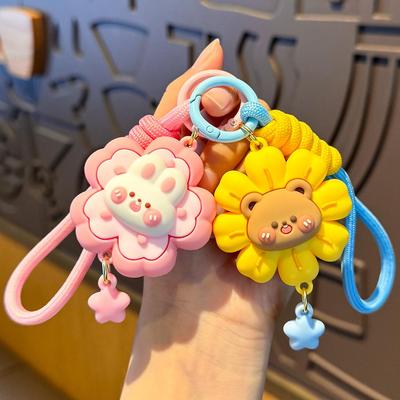 Adorable Flower Bear & Bunny 3D Pendant Keychain