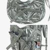 Shirring String Scrunch Shoulder Bag Nylon Ribbon Mini Gathered Casual Daily Look Date Look Travel Bag 4 Colors