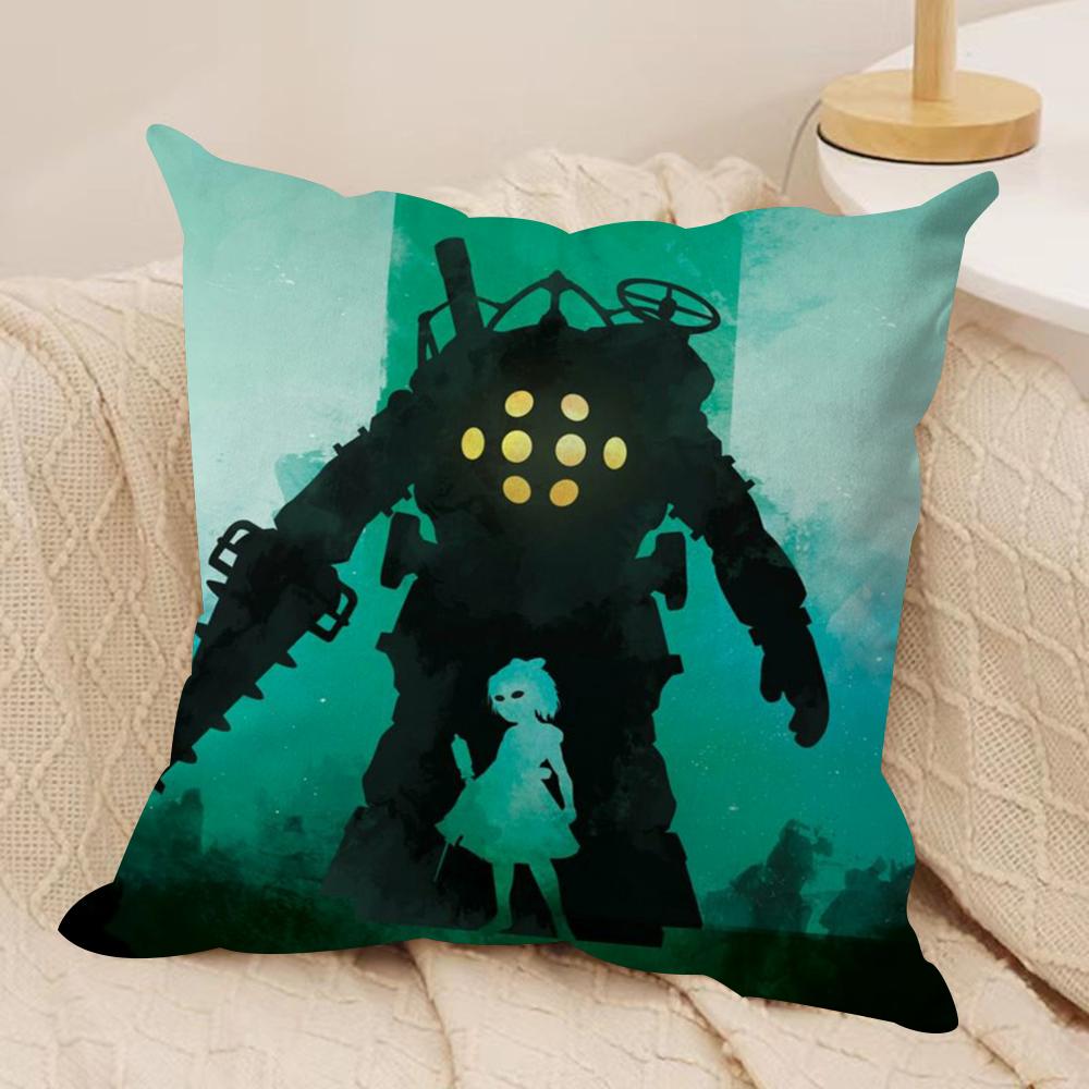 Fanart BBioshock RRapture Cushion Cover Soft Plush Fabric DoubleSided Printed Sofa Cushion Cover for All Seasons Home Decor