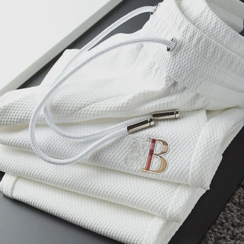 Men's White Embroidered Waffle Cuffed Running Sweatpants - Trendy Spring/Fall Casual Wear