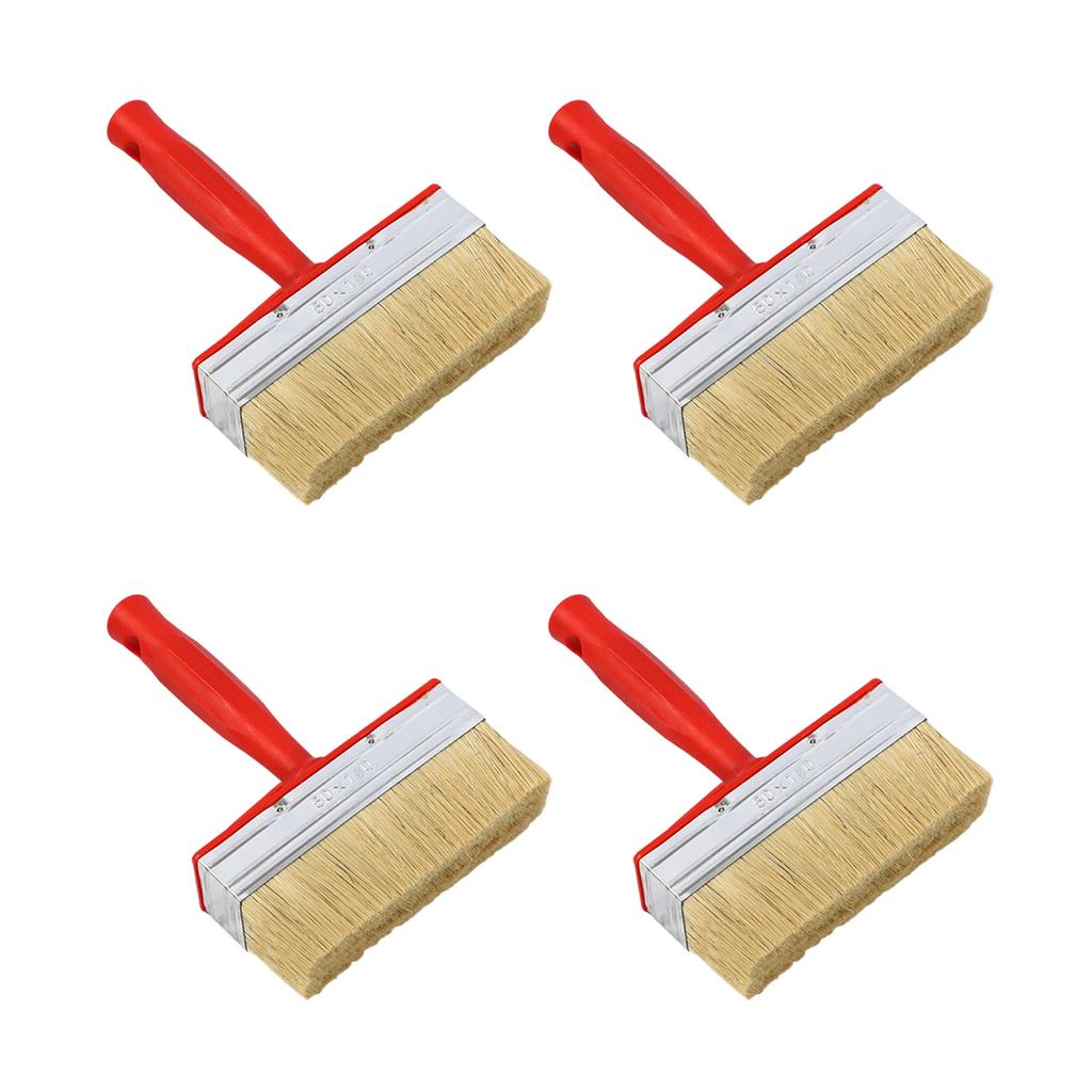 Pack of 4 Professional Wall Paint Brushes for Solvent Base Coatings Stains Wood Oil with Sturdy Plastic Handle