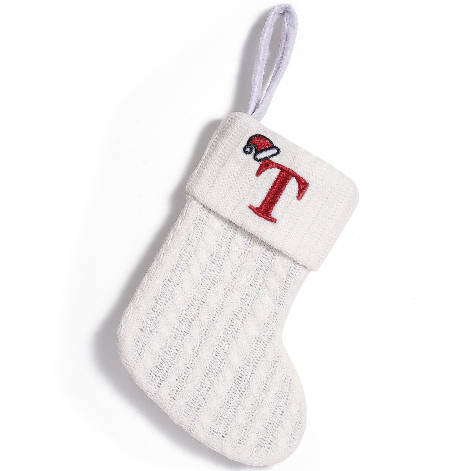 New Cross-Border Christmas Stocking Ornament: Cute Knit Letter Design
