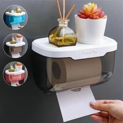 Wall Mount Tissue Holder for Bathroom Storage Box Punch-Free Home Supplies Phone Rack Case Toilet Paper Holder Waterproof