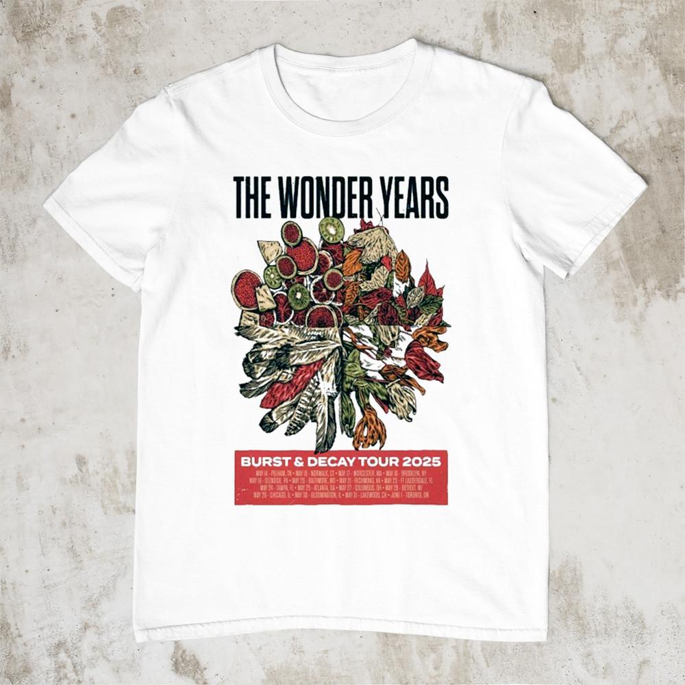 

The Wonder Years Burst and Decay Tour May 2025 White All Size Tee Shirt XL