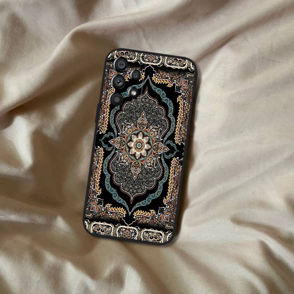 Persian Carpet Floral Pattern Phone Case For Samsung Galaxy A20,A21s,A22,A31,A32,A52,A53,A72,73,A80 Soft Black Cover