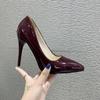 Aphixta 12cm Office Thin Heels Pumps Women Shoes Pointed Toe Patent Leather Wedding Dress Shoes Woman Chaussures Femme
