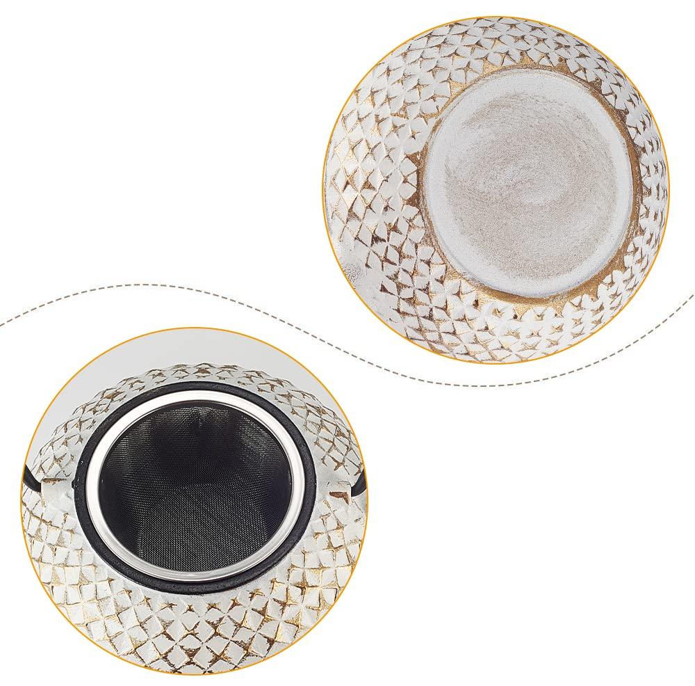 Nanbu Ironware Cast Iron Teapot, Induction Cooktop Compatible, Stylish Cast Iron Teapot, Handmade, Heat-Resistant Teapot, White Teapot with Tea