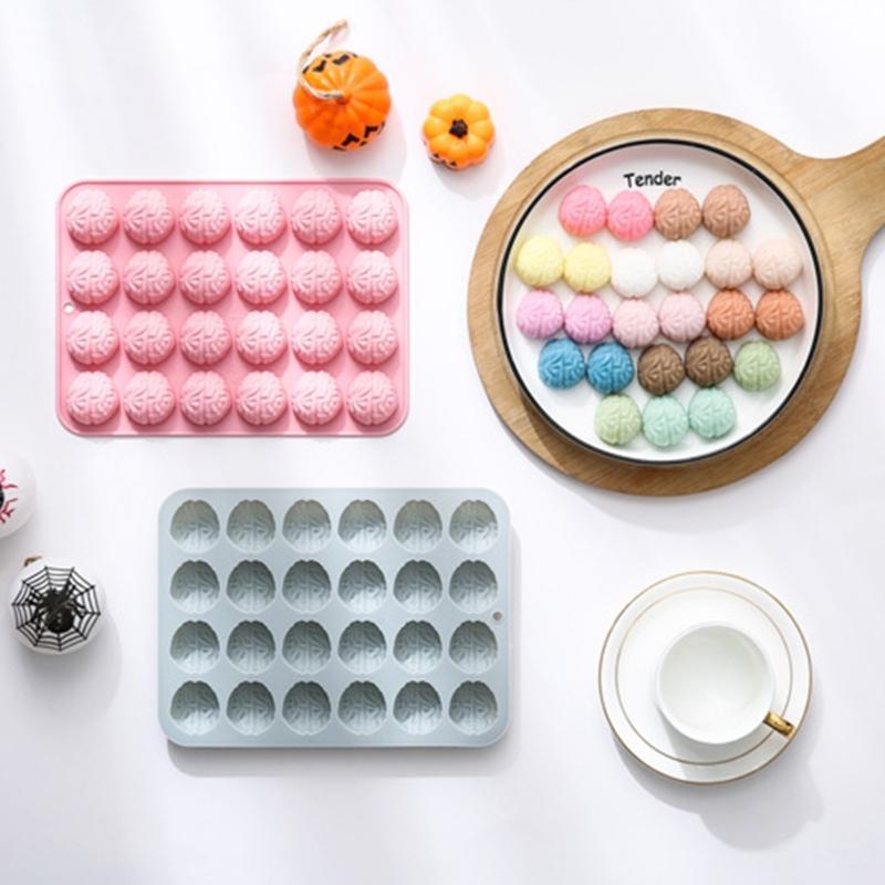 24Cavity Brains Shaped Silicone Molds Fondants Molds Pastries Bakings Decorating Tool Soap Molds Cake DIY Supplies