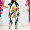 Women Plus Size Round Neck Printed Long Sleeve Layered Top Long Pants Two Piece Set