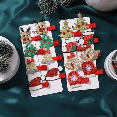 Set de 8 pinzas para el pelo de Navidad para niñas, niños, suministros de decoración navideña, decoraciones para la fiesta de Año Nuevo, accesorios para el pelo de bebé, regalo