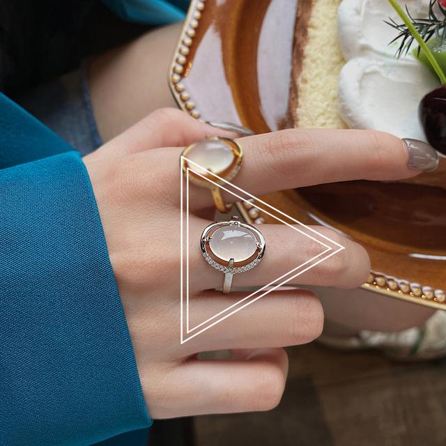 

ANENJERY овальные открытые кольца с камнями для женщин, простые аксессуары для вечеринок в стиле ретро, ​​подарки Resizable