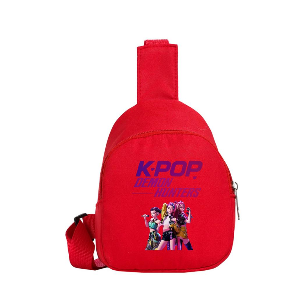 Anime Cartoon K-Pop Demon Hunters Printed Kawaii Chest Pack for Boy Girl Shoulder Bag Student Portable Crossbody Pouch Kid Gift