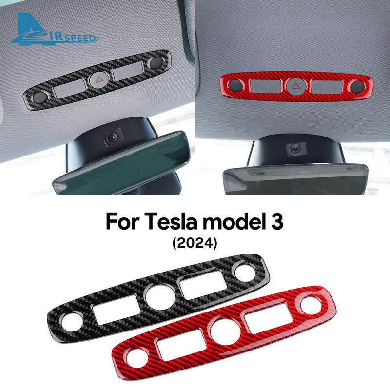 Real Soft Carbon Fiber Reading Light Frame Cover For Tesla Model 3 Highland 2024 Model Y Juniper 2025-UP Trim Car Accessories