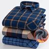Autumn Winter Thicken Fleece Shirts For Men Business Plaid Shirt Long Sleeve Warm Clothes Male Single Pocket Classic Check Shirt