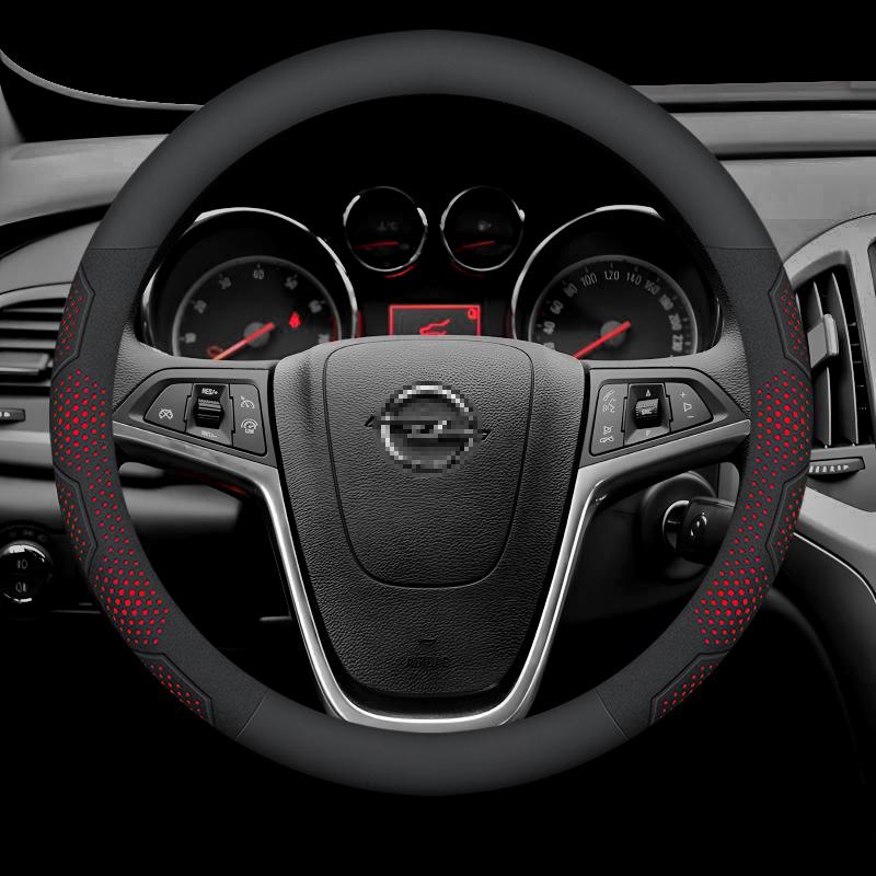 Opel OPCline ASTRA CORSA INSIGNIA MOKKA VECTRA GTC Tigra Carbon Fiber Suede Leather Car Steering Wheel Cover Auto Accessories
