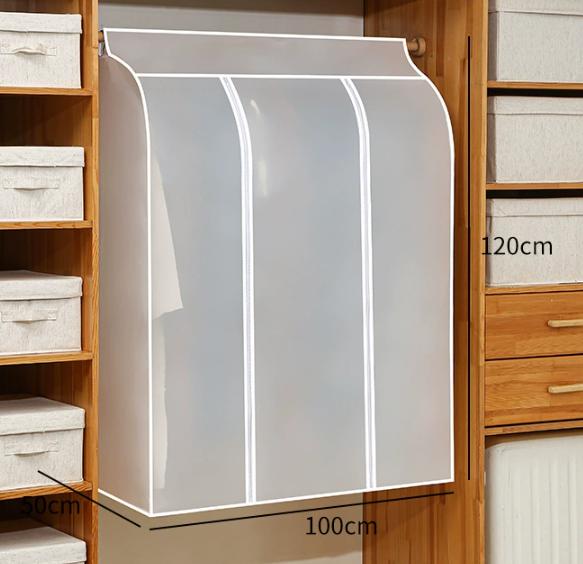 Garment Bags for Hanging Clothes Large Translucent Frosted Garment Rack Cover Bags with Zipper Polyethylene Materia