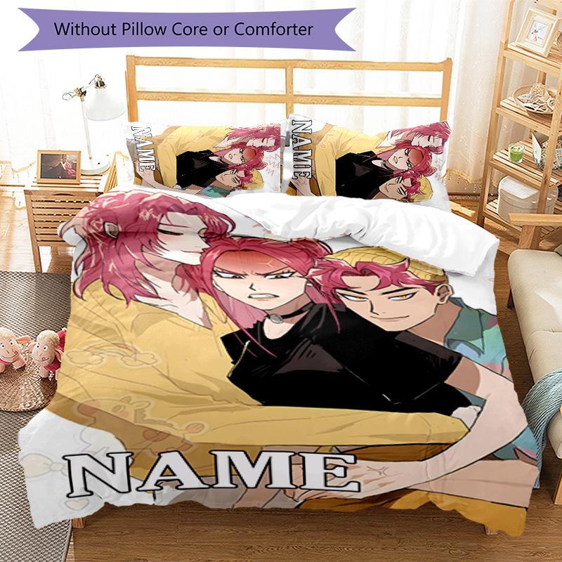3pcs KPop Demon Hunters47 Cover Set - Personalized Name, HD Printed Bedding with 1 Cover and 2 Pillowcases - Perfect for Home Decor, Easy Care