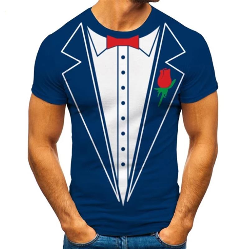 Lustige 3D-Druckanzug-Grafiken Herren-T-Shirts Sommermode Kurzarm-T-Shirts mit Rundhalsausschnitt Casual Oversize-T-Shirts für Herren