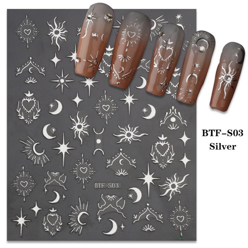3D Heart Stickers For Nails Valentines Day Decorations Butterfly Manicure Decals