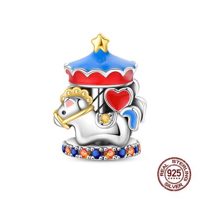 Original Amusement Park Charms Beads Copper Carousel Cute Pendant For Woman Jewelry For Bracelet Accessories