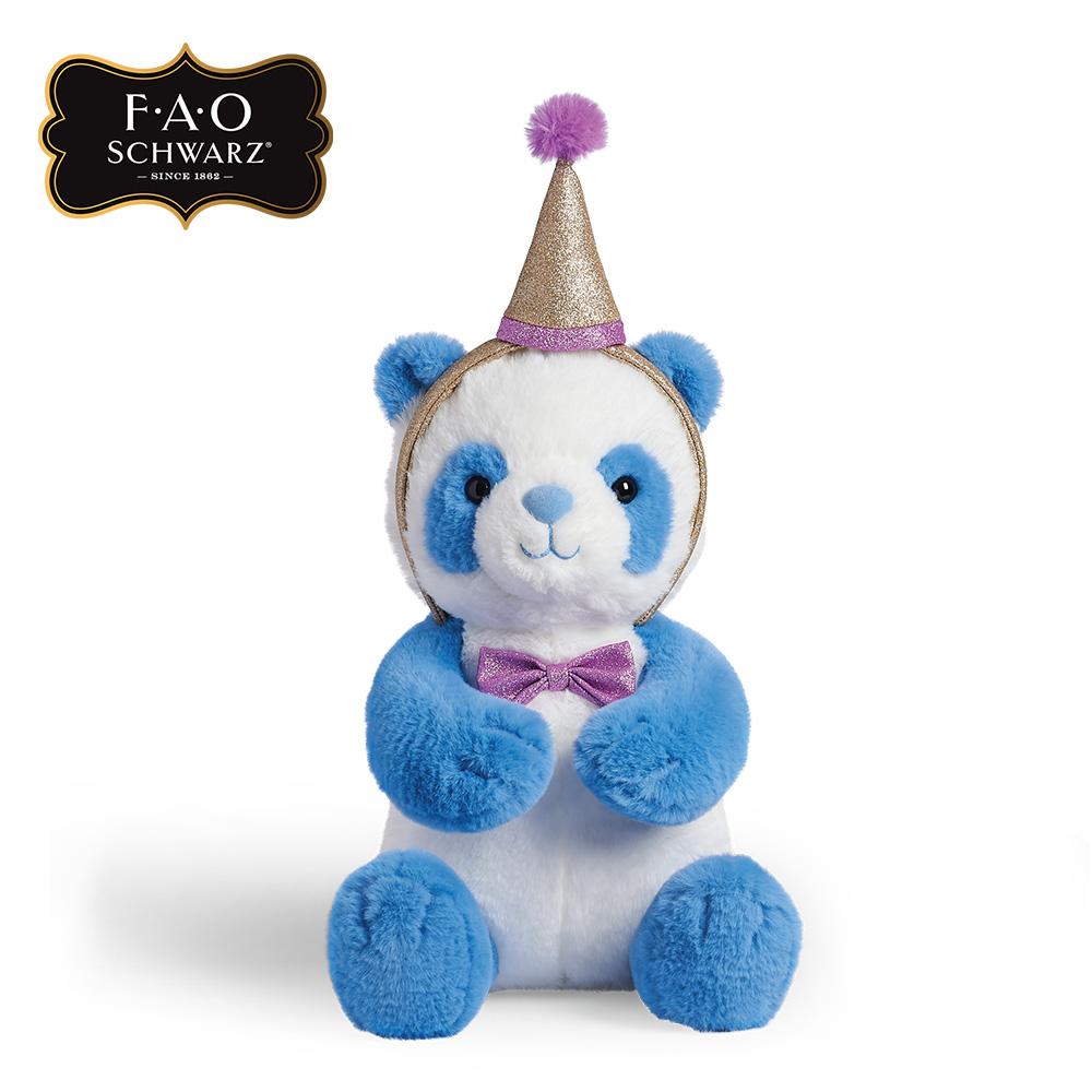 [toytron] F.A.O. Schwarz Plush Party Hat Blue Panda Doll 30cm
