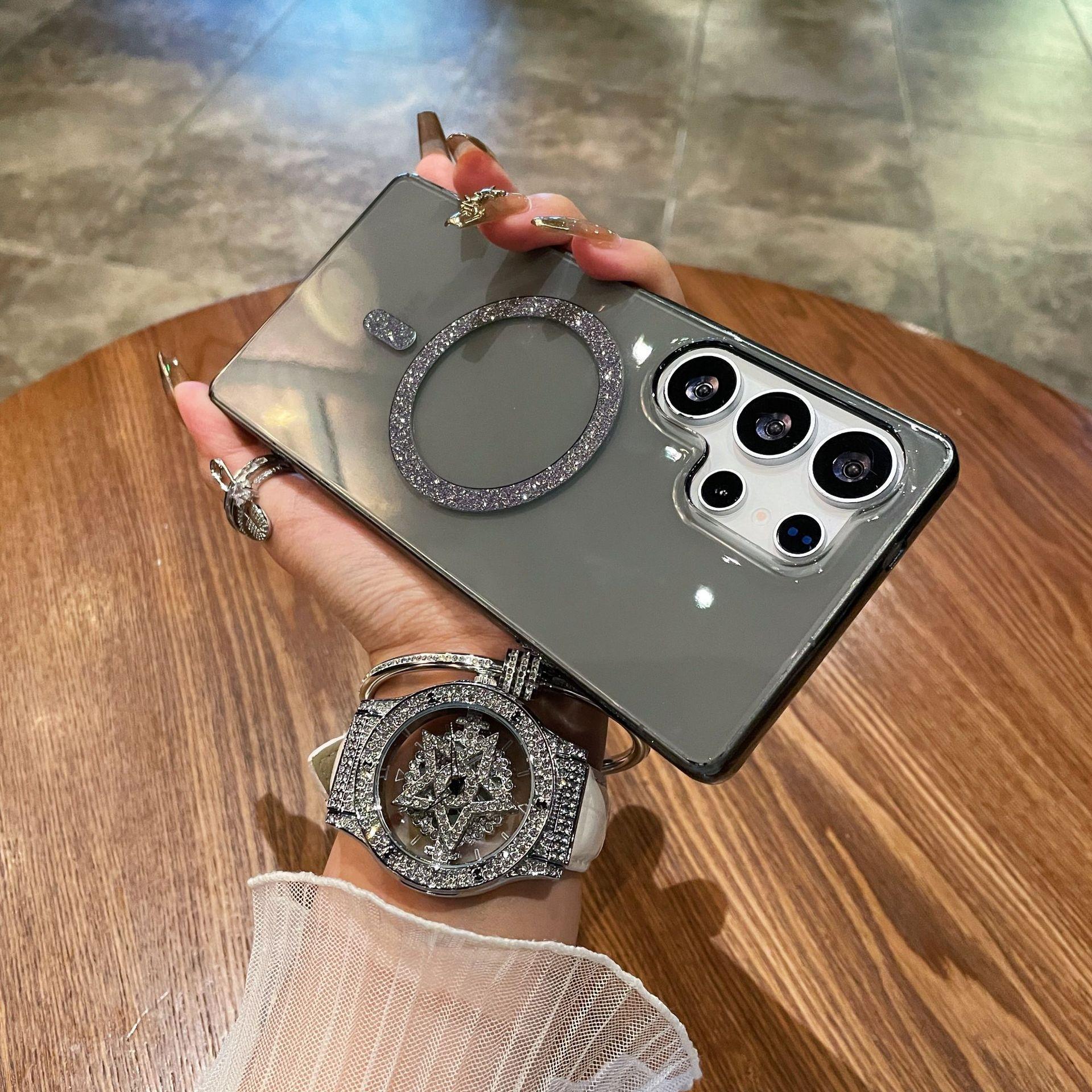 

Transparent Flash Powder Magnetic Suction Is Suitable for Samsung S24ULTRA23PLUS22FE21 Ultra Thin Non Yellowing Mobile Phone Case [S21]