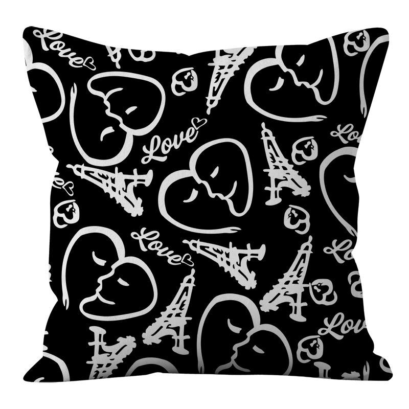 Nordic Ins Style Simple and Light Luxury Lines Black and White Plaid Pillow Case Pillow Lunch Break Pillow Sofa Cushion